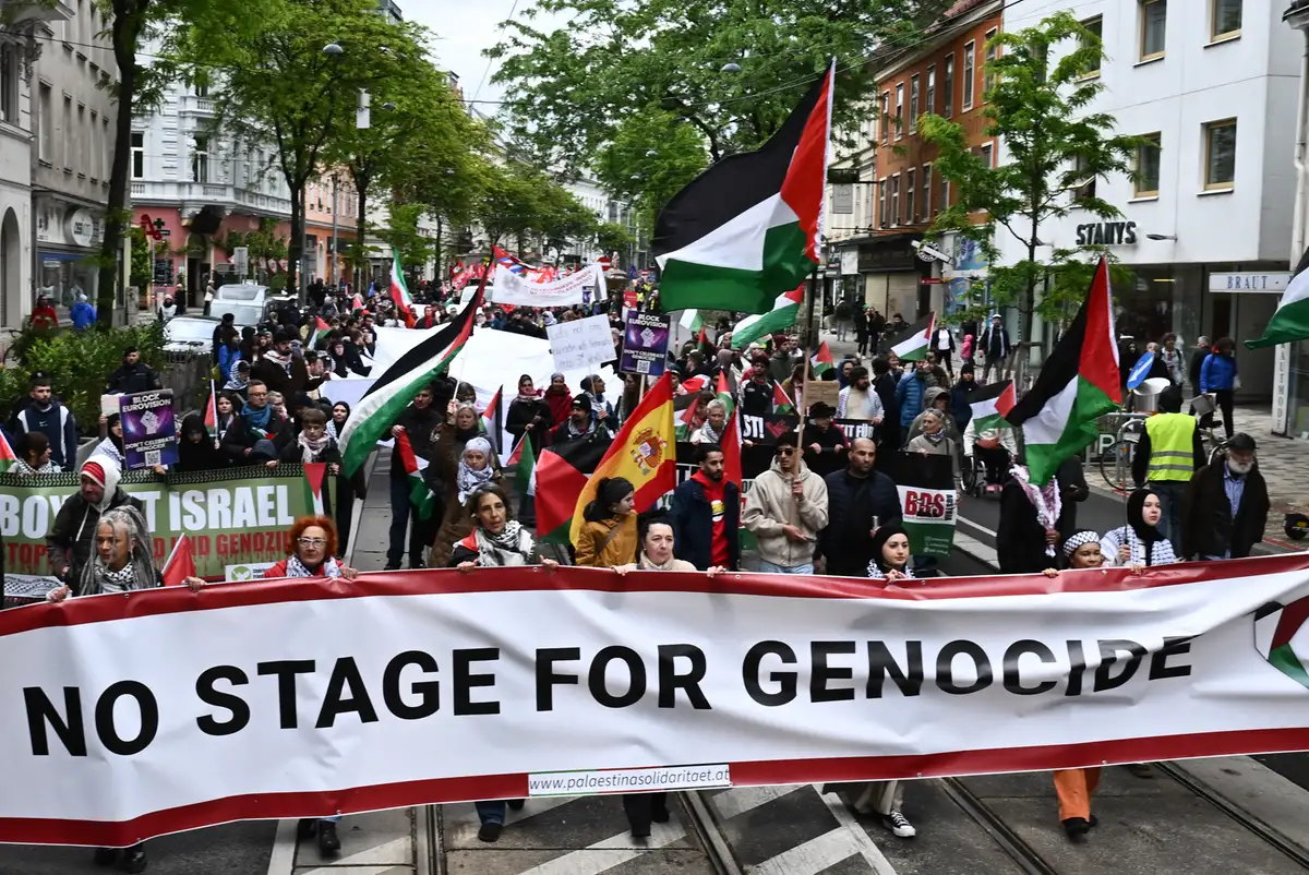 Protest against Israel's participation in the Eurovision Song Contest in Vienna, May 2026